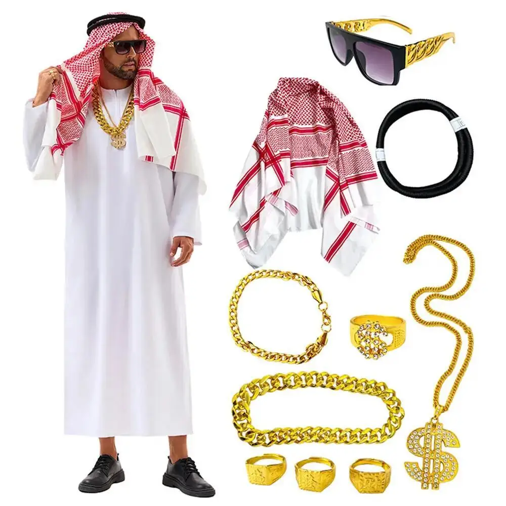Mens Fashion Jumpsuit - Arap Dubai Kostümü BAE Şeyh Cosplay