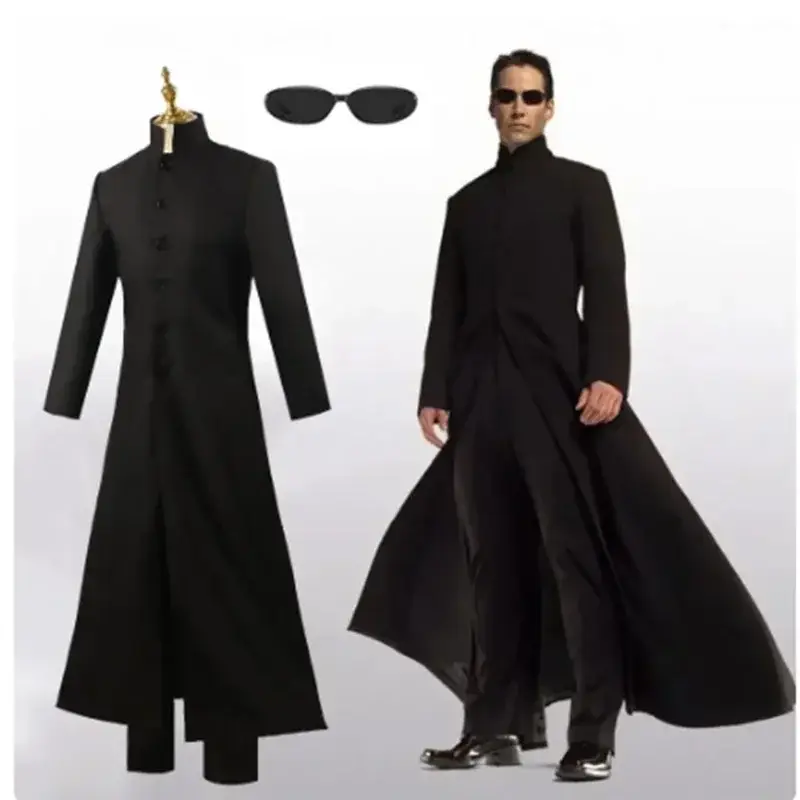 Trench Coat Men - Erkekler Matrix Neo Cosplay Tam Set